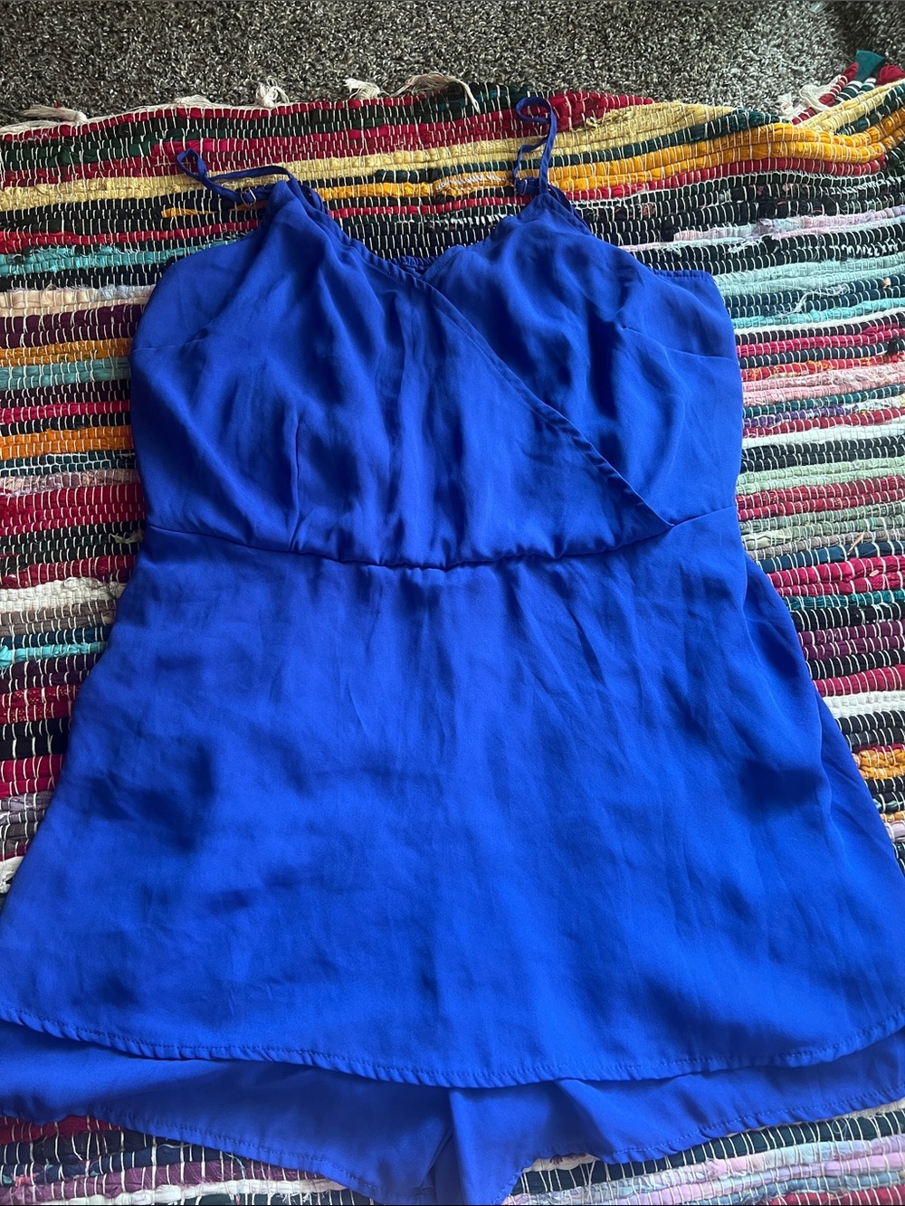 Royal Blue Wrap-Front Spaghetti Strap Romper